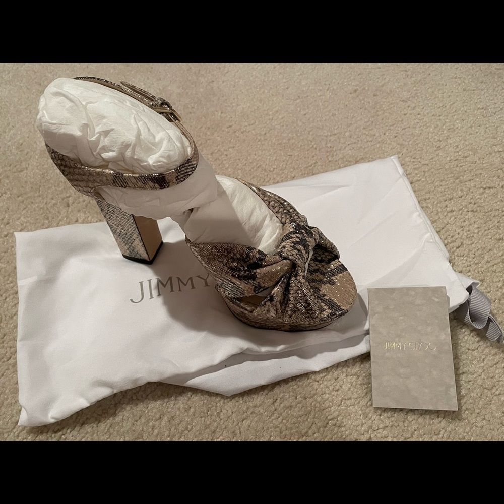 Jimmy Choo Heloise leather platform sandals 38/39 - Picture 4 of 5